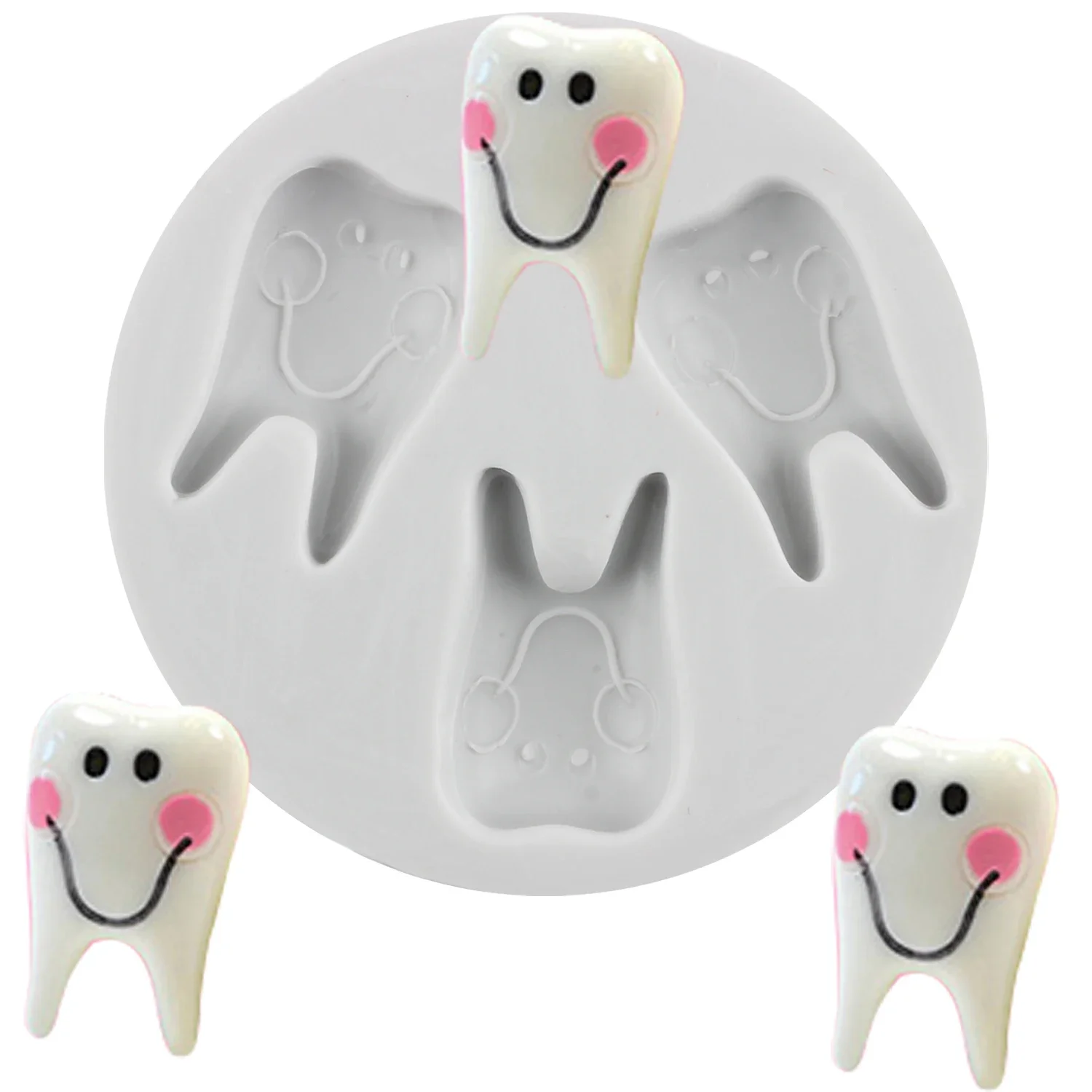 Tooth Molar Silicone Mold Baby Birthday Cupcake Topper Fondant Cake Decorating Tools Candy Resin Molds Chocolate Gumpaste Moulds