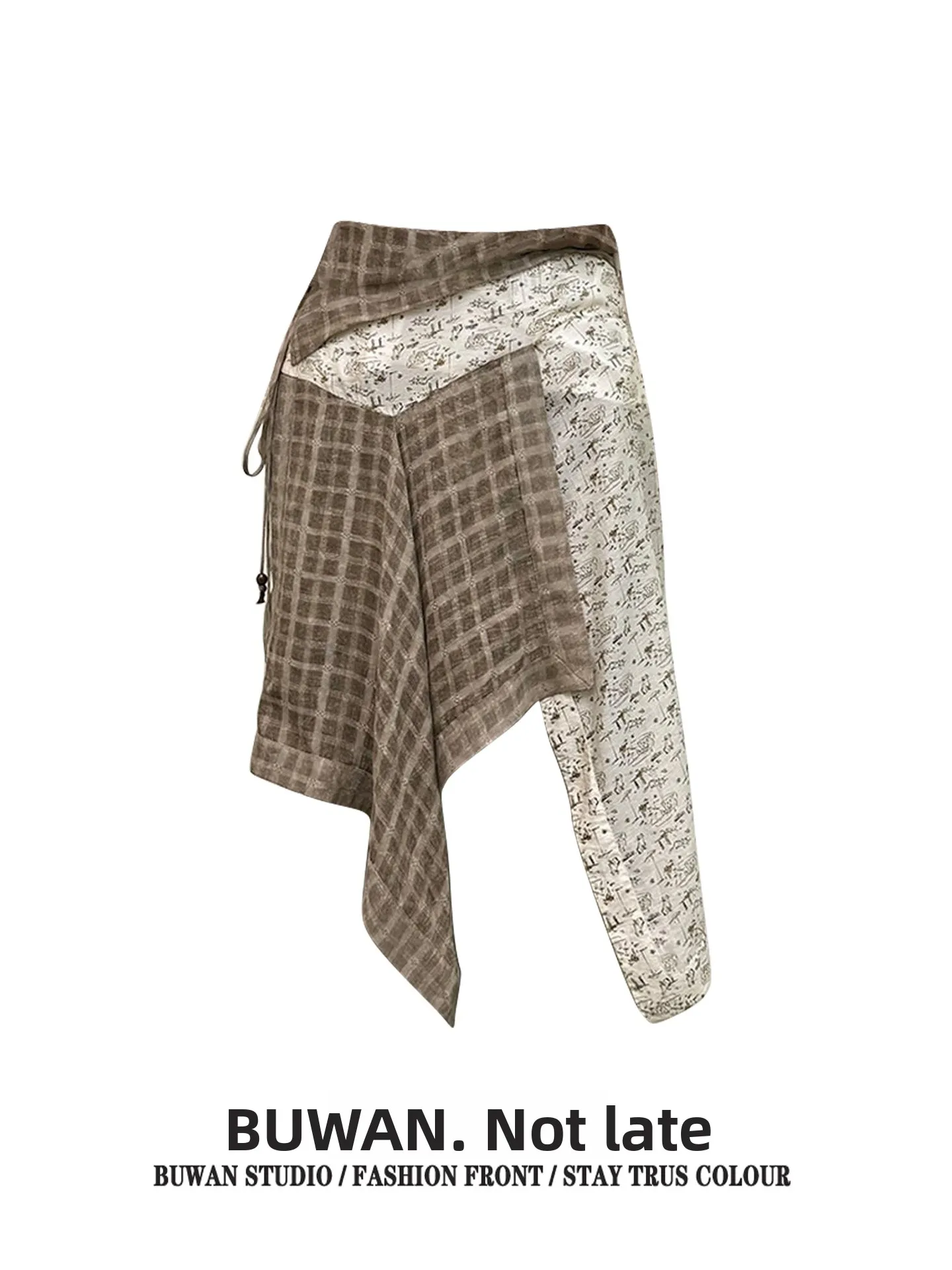 

Юбка с цветочным принтом и клетчатой структурой, многослойная, с высокой талией, для женщин, весна-лето-осень-зима