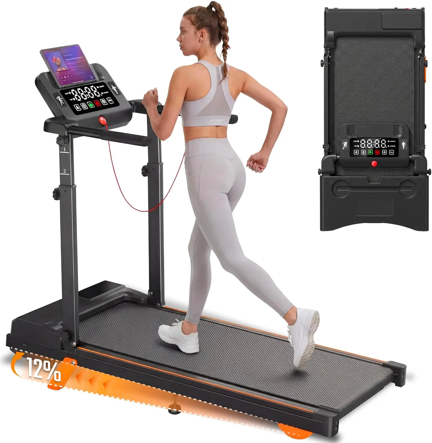 

3.5HP Foldable Under Desk Treadmill with Incline, Compact Walking Pad for Home, 350 Lbs Capacity