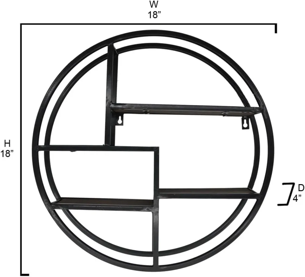 4-Tier Round Floating Wall Shelf, Black Sphere Shape Storage Display for Home Decor, 18 Inch