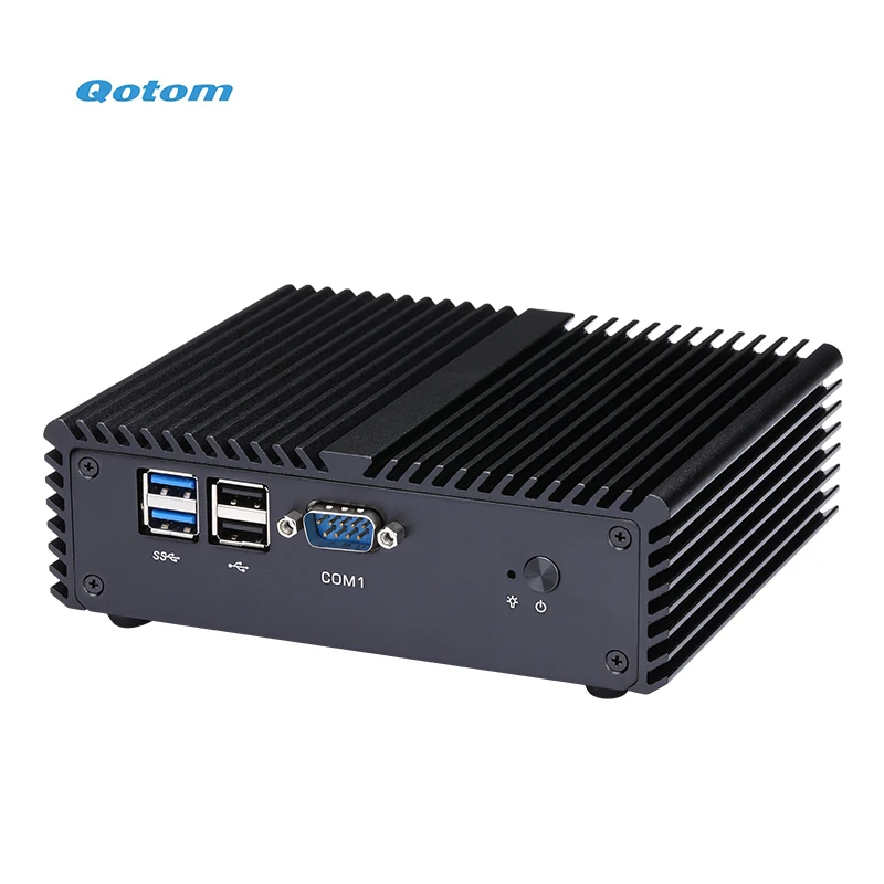 Qotom Mini PC Q30400P Series Celeron Core i3 i5 معالج مزدوج LAN 4 منافذ COM بدون مروحة كمبيوتر صناعي صغير X86