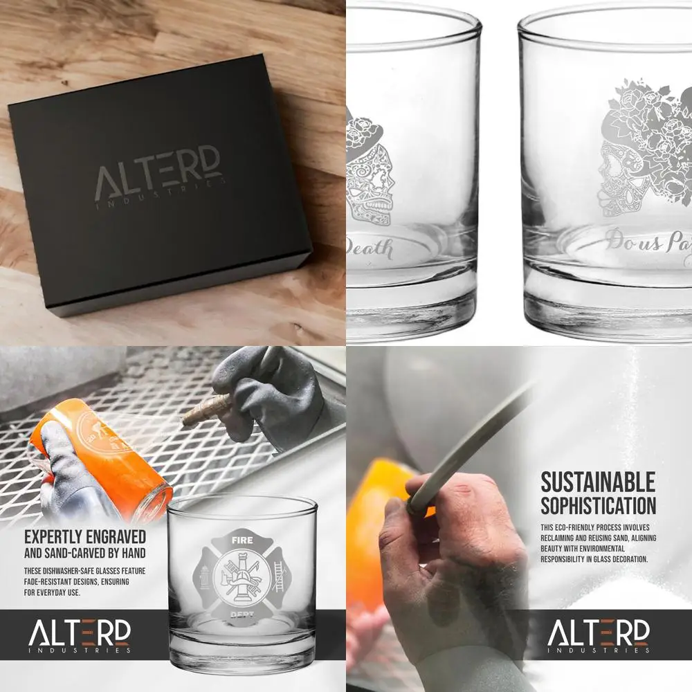 

Sugar Skull Engraved Toasting Glasses - Til Death Do Us Part Couples Set, Skull Wedding Gift for Women (2 Whiskey Glasses)