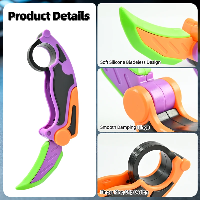 New 3D Printing Plastic Claw Knife Foldable Spinning Soft Silicone Safe Desk Fidget Toy Stress Release Hand Flip Game Adult Toy - view 4