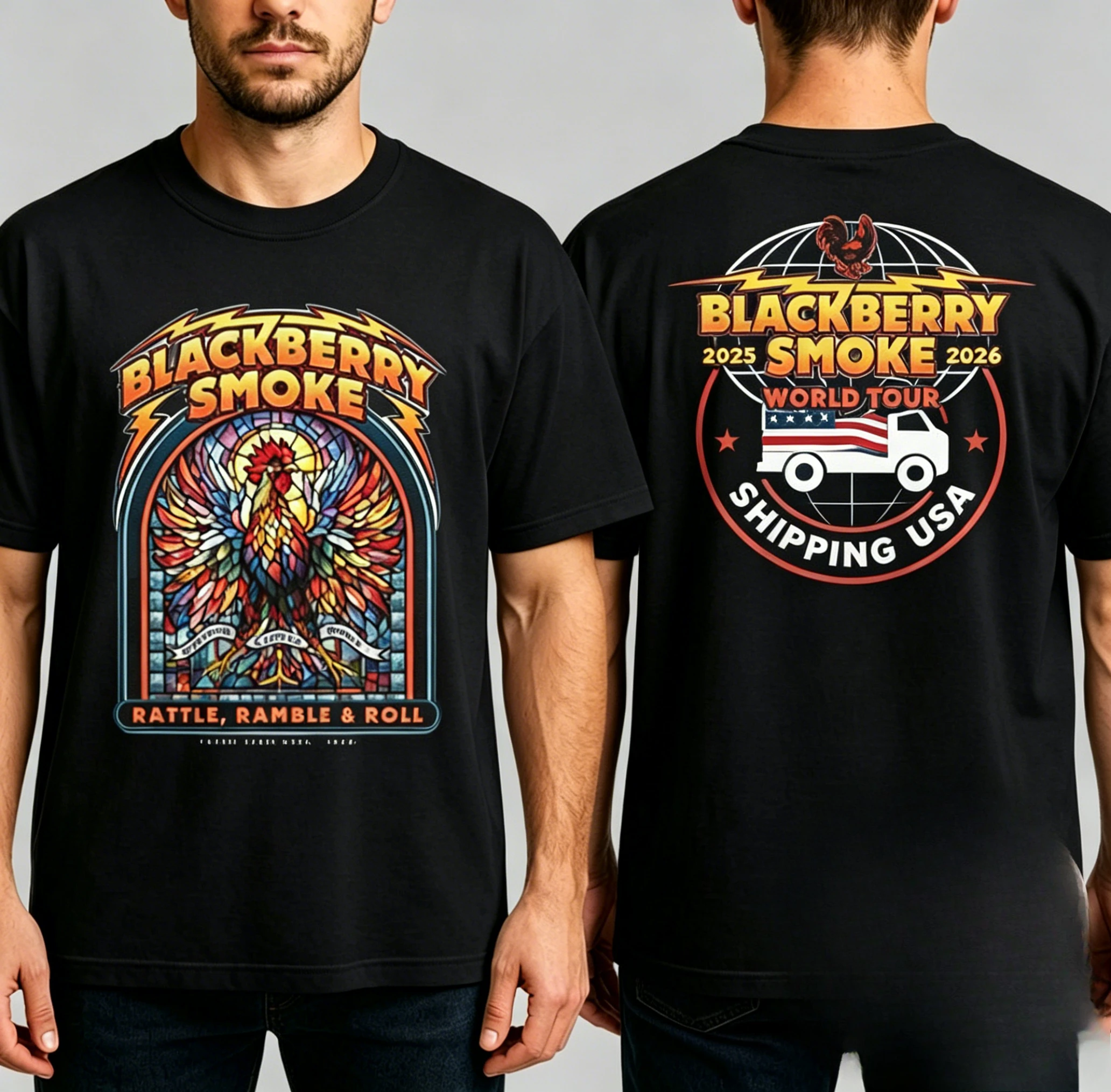 Blackberry Smoke Rattle Ramble And Roll World Tour 2026 T-shirt Men Women 2026 Summer New Fashion Men's T-shirt Pop music Tees