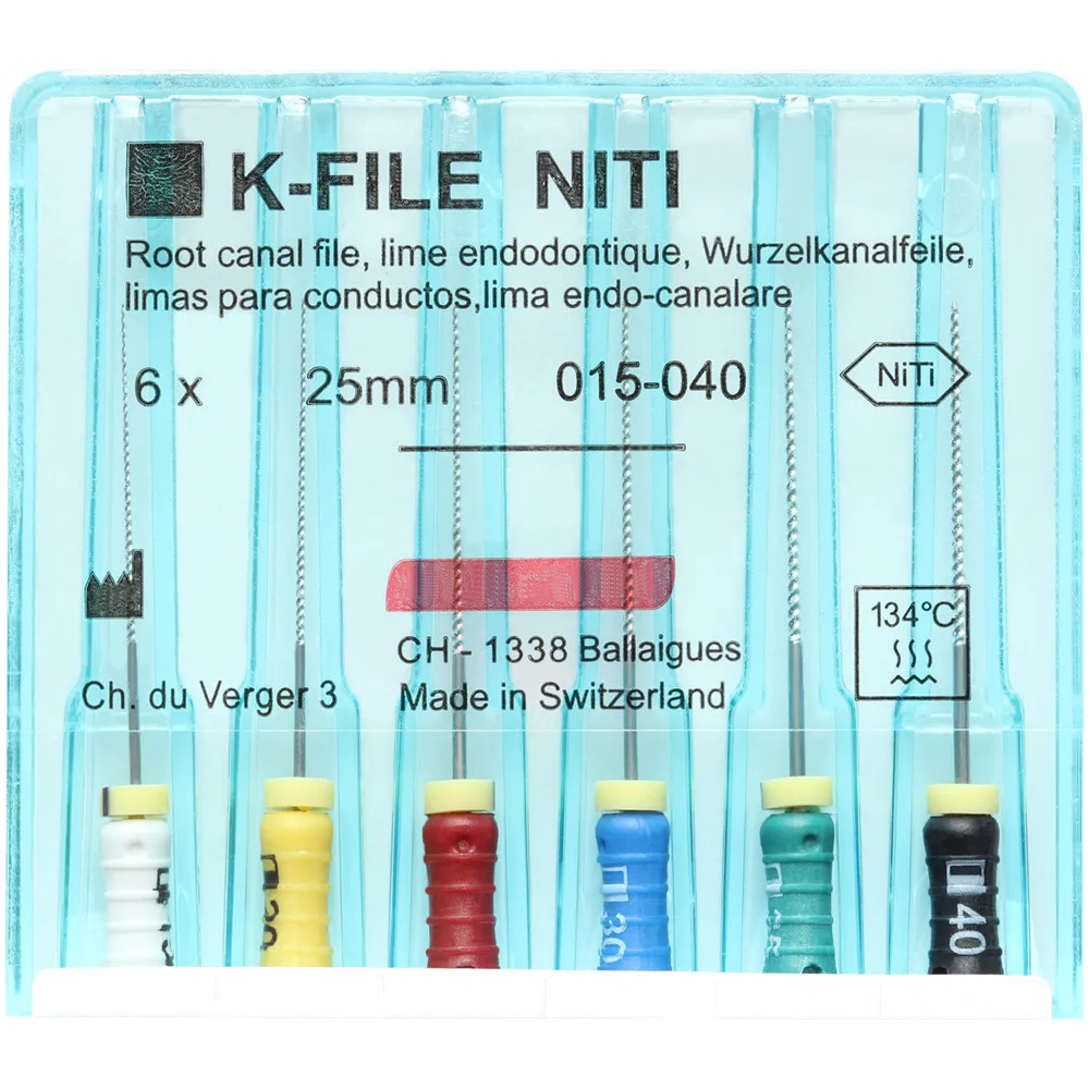 6 sztuk/paczka 21/25/31mm Dental K-FILE NiTi elastyczne Endo kanał korzeniowy K pliki ręczne Endodontyczne nikiel tytanowe artykuły stomatologiczne