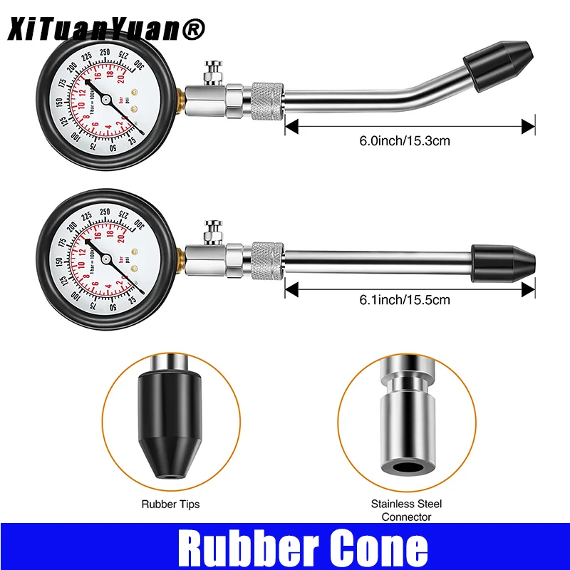 Gasoline Engine Compression Tester Kit, G326 Professional Cylinder Pressure Gauge for Petrol Gas Motor Auto Tool Set (0-300PSI)