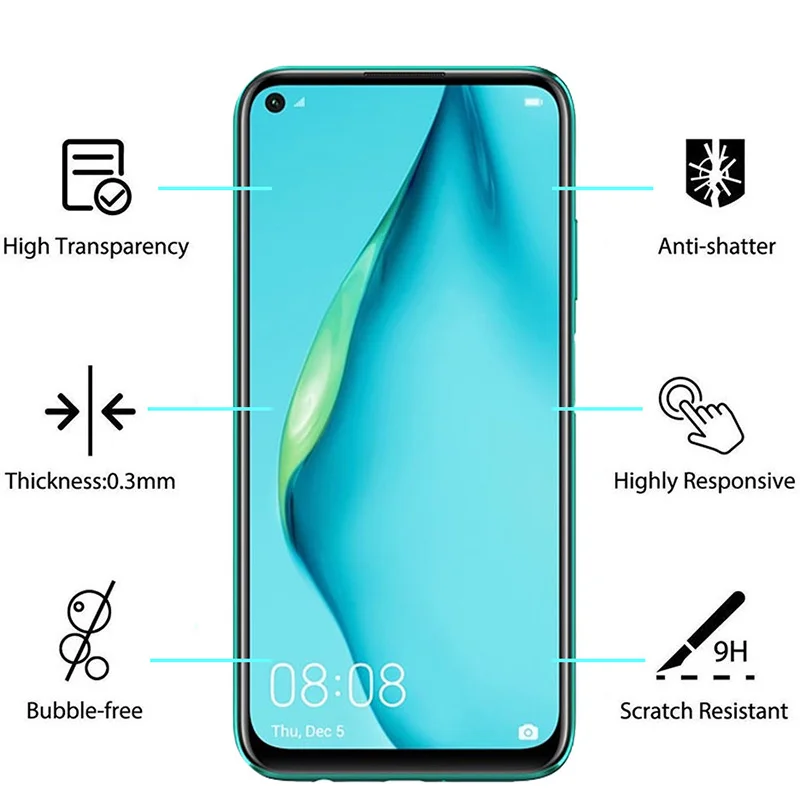 9H kaca pelindung On untuk P40 P20 P30 Lite Psmart 2021 pelindung layar casing untuk Huawei P20pro P 40 30 20 cahaya Y9s Film