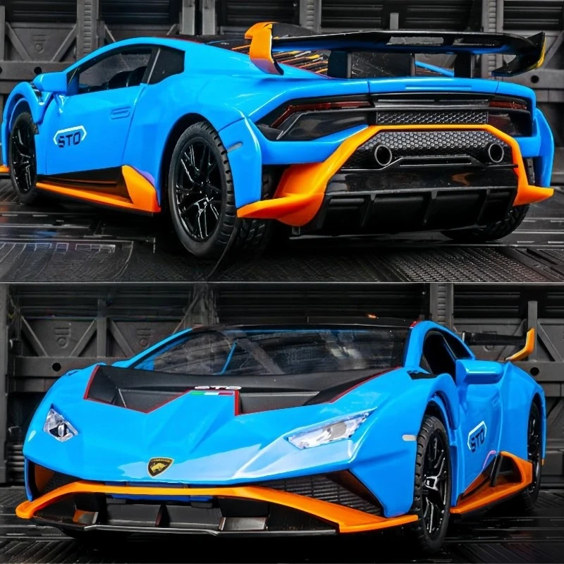โมเดลรถสปอร์ต Huracan STO อัลลอยด์ ขนาด 1:24  แบบหล่อโลหะ  รถซูเปอร์คาร์สำหรับแข่งรถ  ของเล่นสะสมสำหรับเด็ก  ของขวัญ