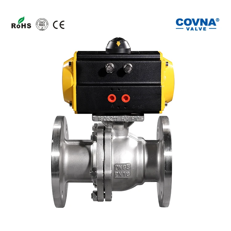 COVNA Air Operated Valves dn40 40mm Stainless Steel Flanged Floating Ball Valve With Pneumatic Actuator