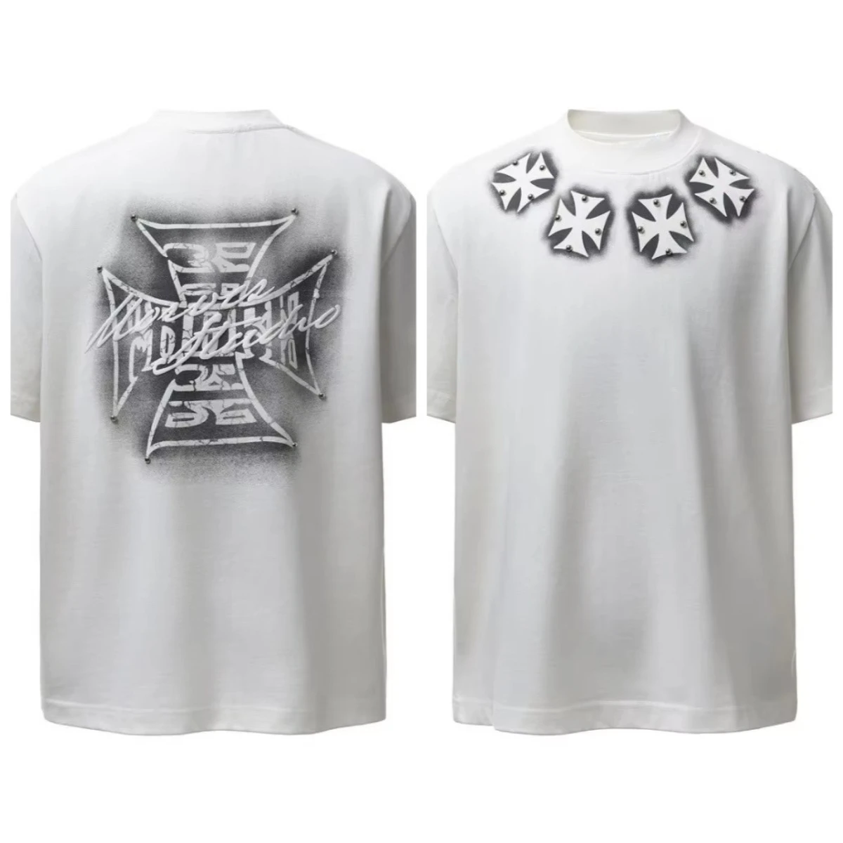 2026 Summer New Trendy American High-Street West Coast Graphic Print T-shirt Men Women Harajuku Gothic Tee Loose