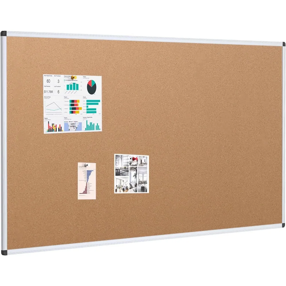 

Large Cork Bulletin Board, Wall-Mounted Corkboard with Silver Aluminium Frame for School, Office, and Home