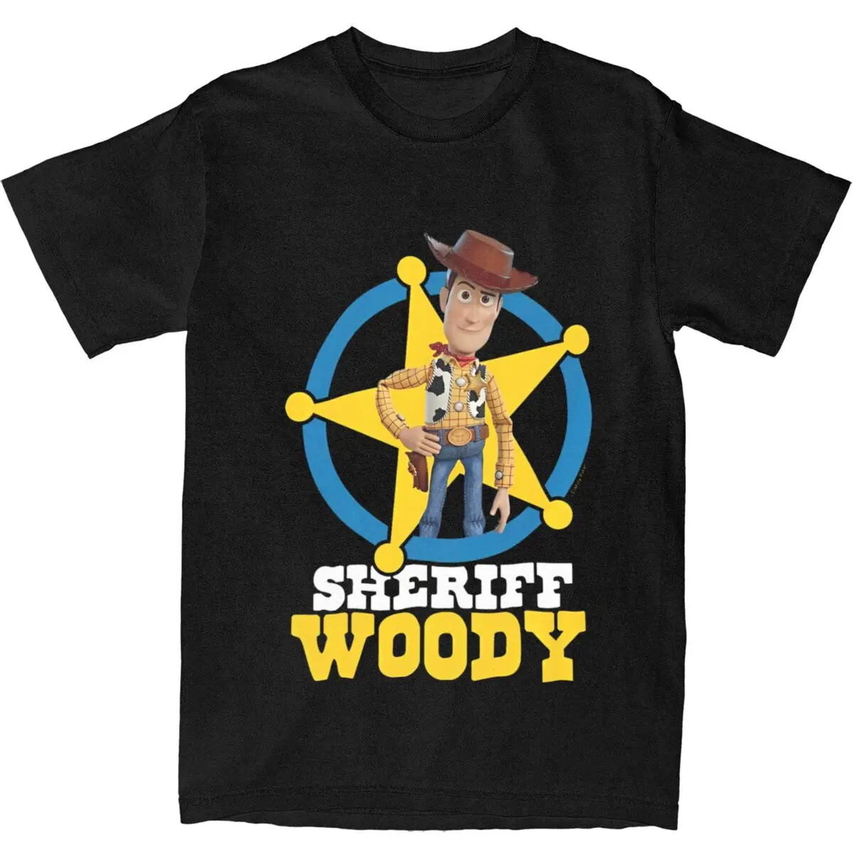 Toy Story Woody Sheriff Is Here 100 Cotton T Shirts Hip Hop Tee Shirt for Men's Summer Y2K Fun Custom Logo Short Sleeve Clothes