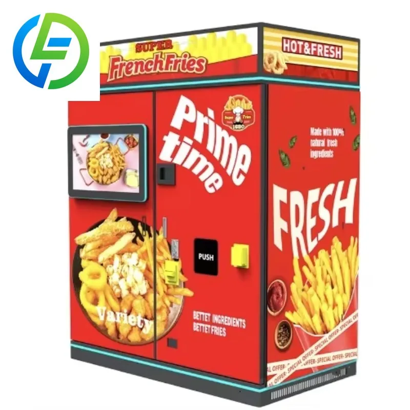FL QR Coin Card Pay Fried Food Vending Machine Fully Automatic Heating French Fries Vending Machine For Public Area 2.
