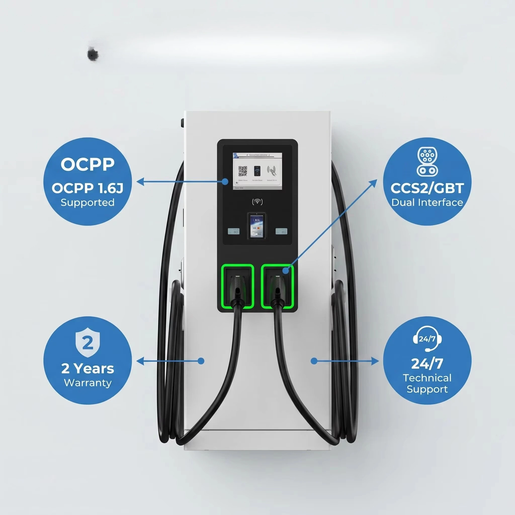 Commercial 120kW 160kW 180kW DC Fast EV Charging Station |CCS2 GBT Public Charging Pile with OCPP 1.6j for Fleet & Bus
