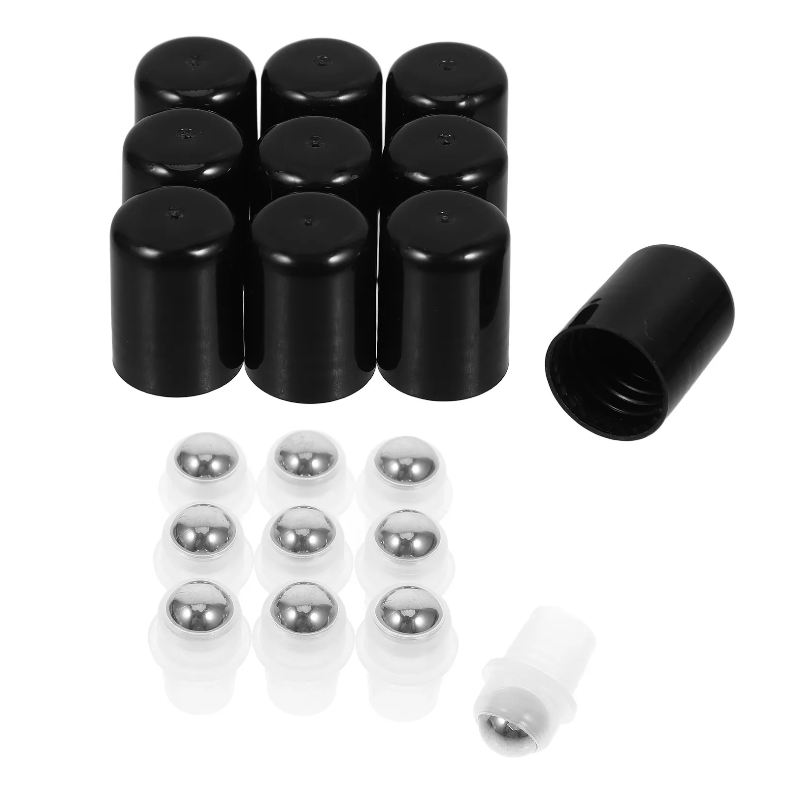 

20Pcs Essential Oil Roller Balls with Dust Caps 18 Tooth Fit Refillable Leakproof for Aromatherapy Roll on Bottles Skin Care