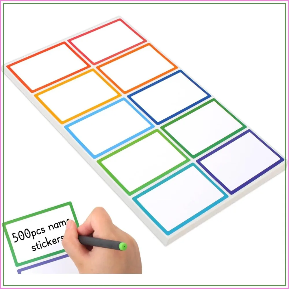 

500 Blank Name Labels, 3.5x2.25 inch, Sticky Nametags for Whiteboards Locker Fridge School Office Home