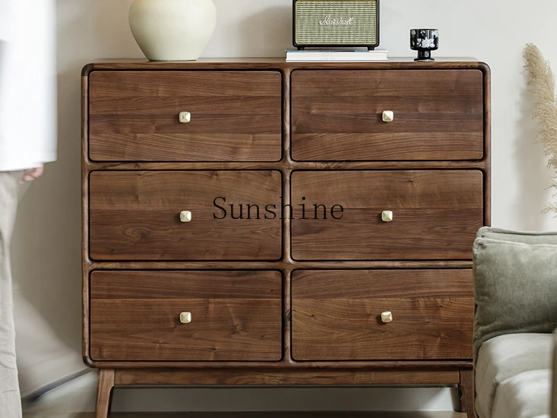 Antique style in the bedroom, log chest cabinet against the wall, locker