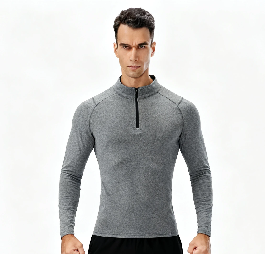 

Men's Outdoor Fleece Jacket Thermal Warm Shirt Stretch Quick-Dry Breathable Plush Long Sleeve Sports Sweatshirt for Autumn