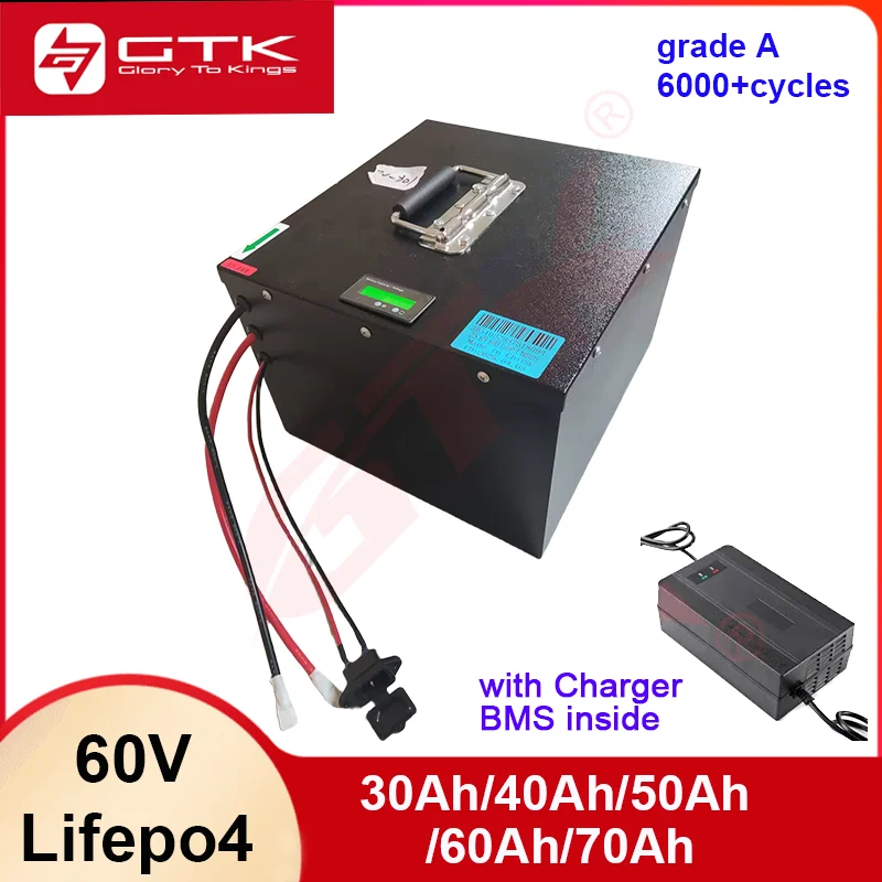 GTK Lifepo4 аккумулятор 60 В 50 Ач 60 Ач 40 Ач 30 Ач 70 Ач не 48 В 72 В для 2 кВт 3000 Вт 1000 Вт автомобиля снегоход гольф-кар