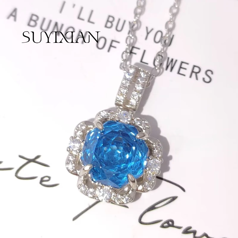 925 Sterling Silver Octagon Zircon PendantExquisite Rose-cut Faceting, Pave Frame Chic, Luxurious, and Refined Daily Wear