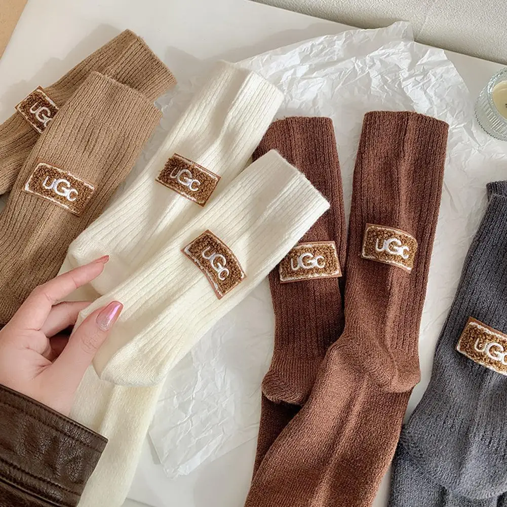 Winter Cozy Thickened Pile Socks Mid Calf Length Casual Cotton Soft Warm Comfortable Footwear Seasonal Hosiery