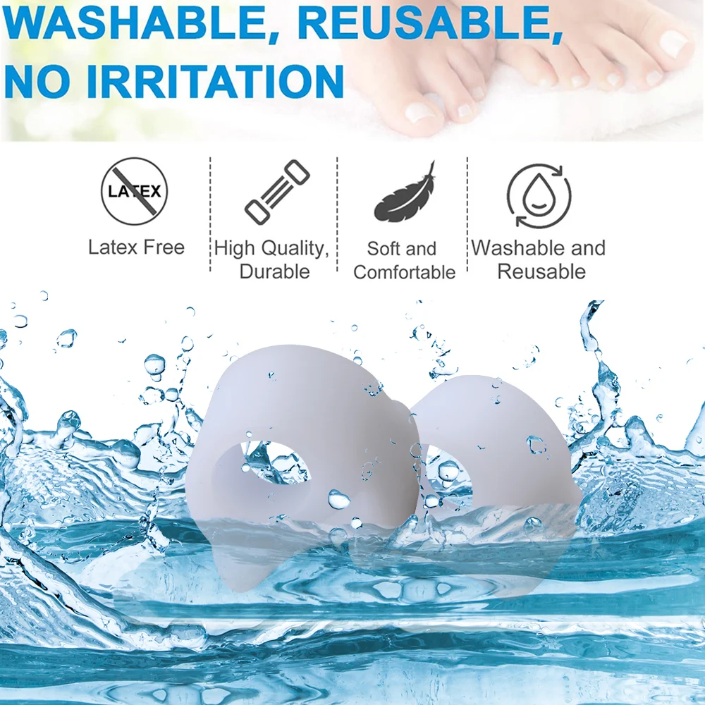 Pexmen 2/4 unidades protetor separador de dedos do pé em gel espaçador corretor de joanete espalhador para dedos sobrepostos almofadas de joanete