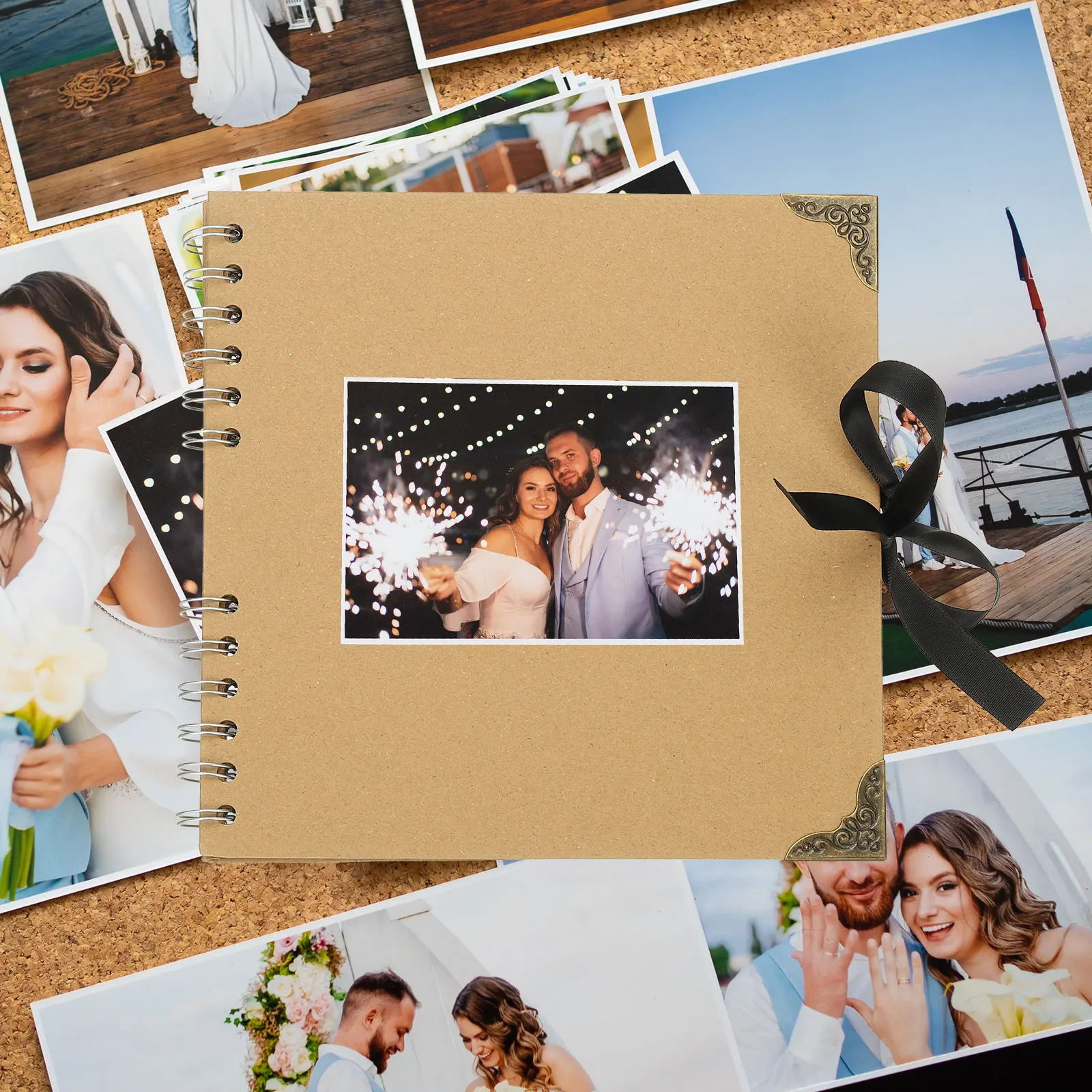 1/2 قطعة ألبومات الصور سجل القصاصات غلاف فني سكرابوكينغ كتاب ألبوم بها بنفسك لوازم مع الشريط الزفاف هدية للذكرى السنوية كتاب الذاكرة