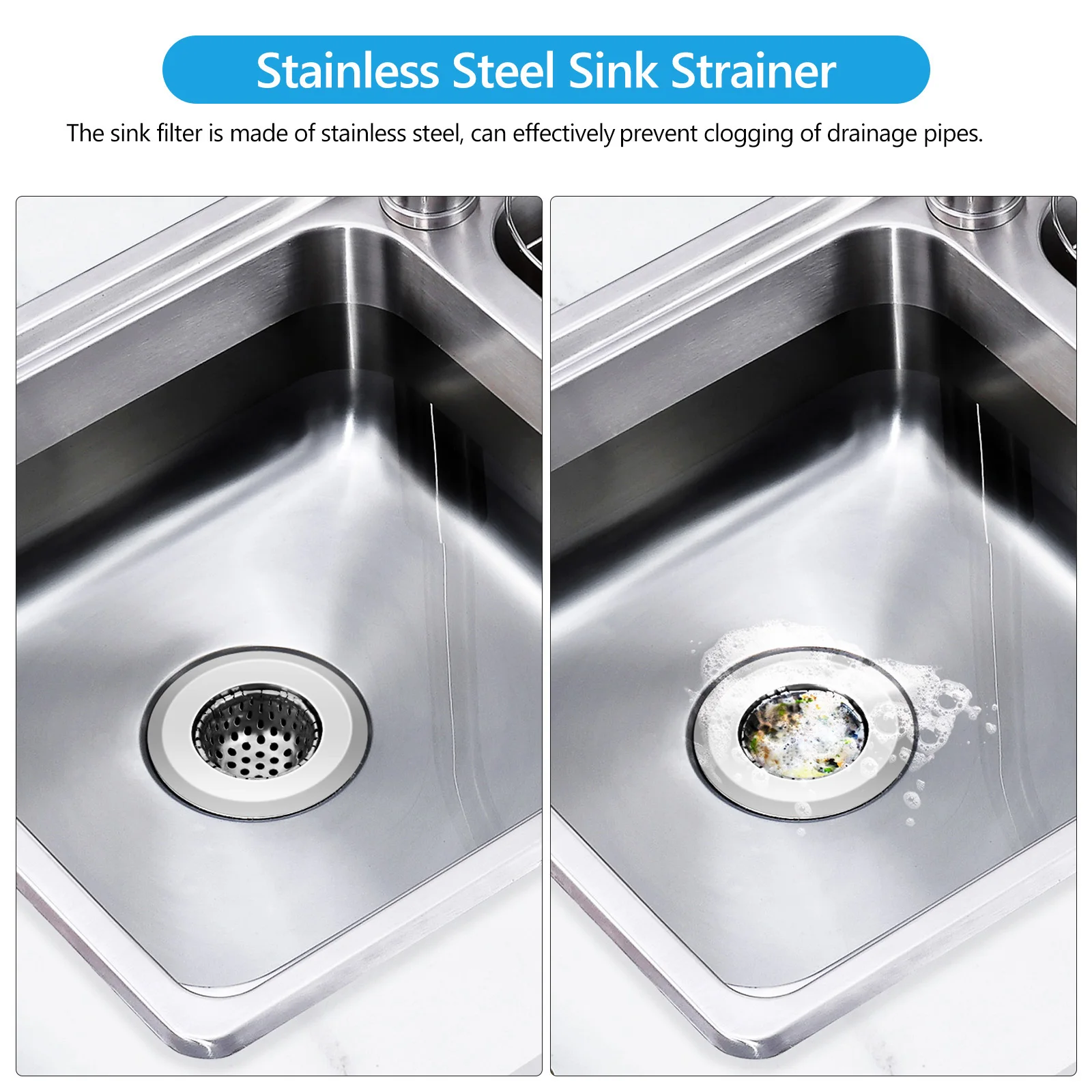 

3 Pcs Steel Sink Strainer Fine Mesh Kitchen Bathroom Balcony Drain Hole Metal Sink Strainer Filtration Rust Resistant