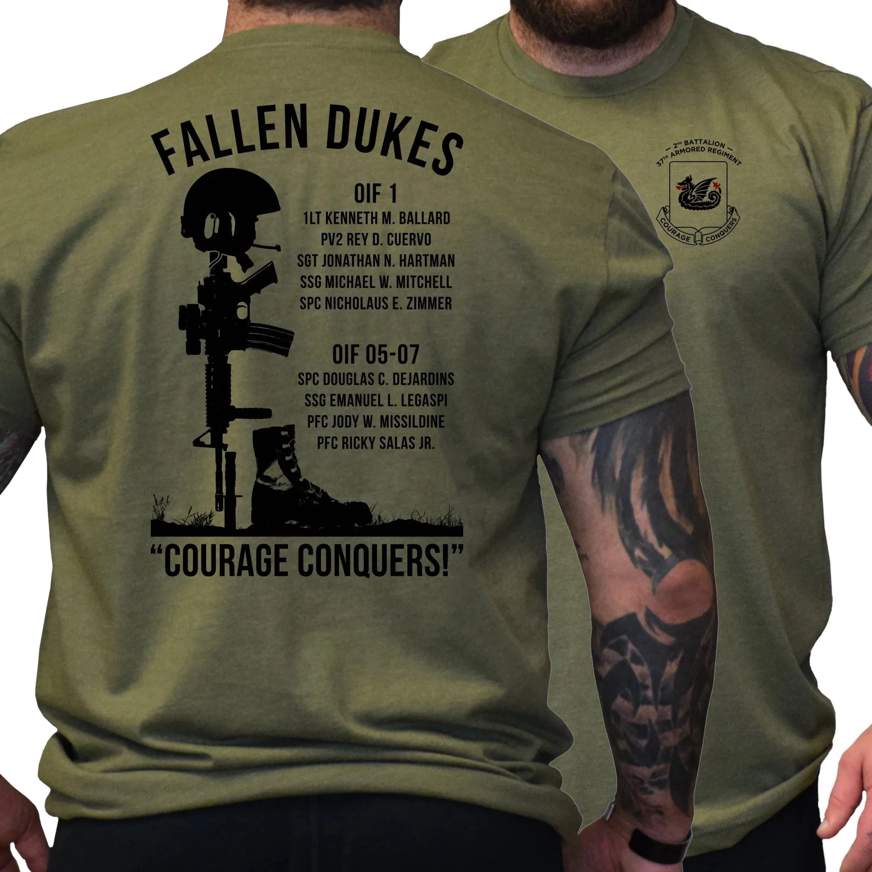 US Army 2nd Battalion 37th Armored Regiment The Fallen Dukes T-Shirt 100% Cotton O-Neck Short Sleeve Summer Casual Mens T-shirt