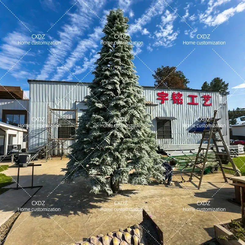 Large Artificial Pine Cypress Fiberglass Christmas Tree Green Cedar Tower Landscaping Decoration for Outdoor Garden Yard