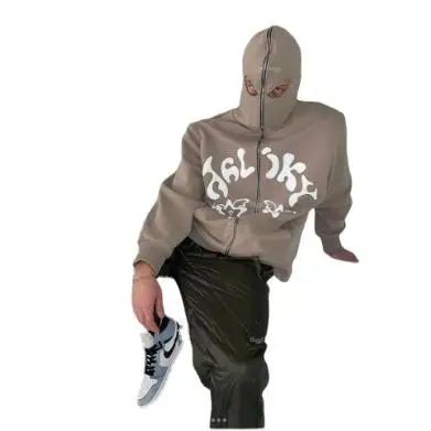 

Толстовка на молнии Long Sve с буквенным узором и звездами, спортивная одежда, забавный костюм на Хэллоуин, уличная одежда Y2K, свободная посадка из полиэстера