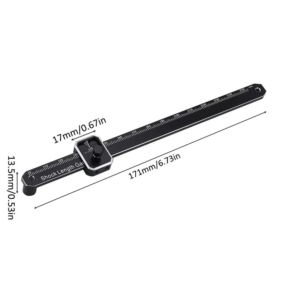 Metal Shock Length Gauge For 1:8 Off Road RC Cars Adjustable Suspension Measurement Tool With Mm And Inch Markings Black