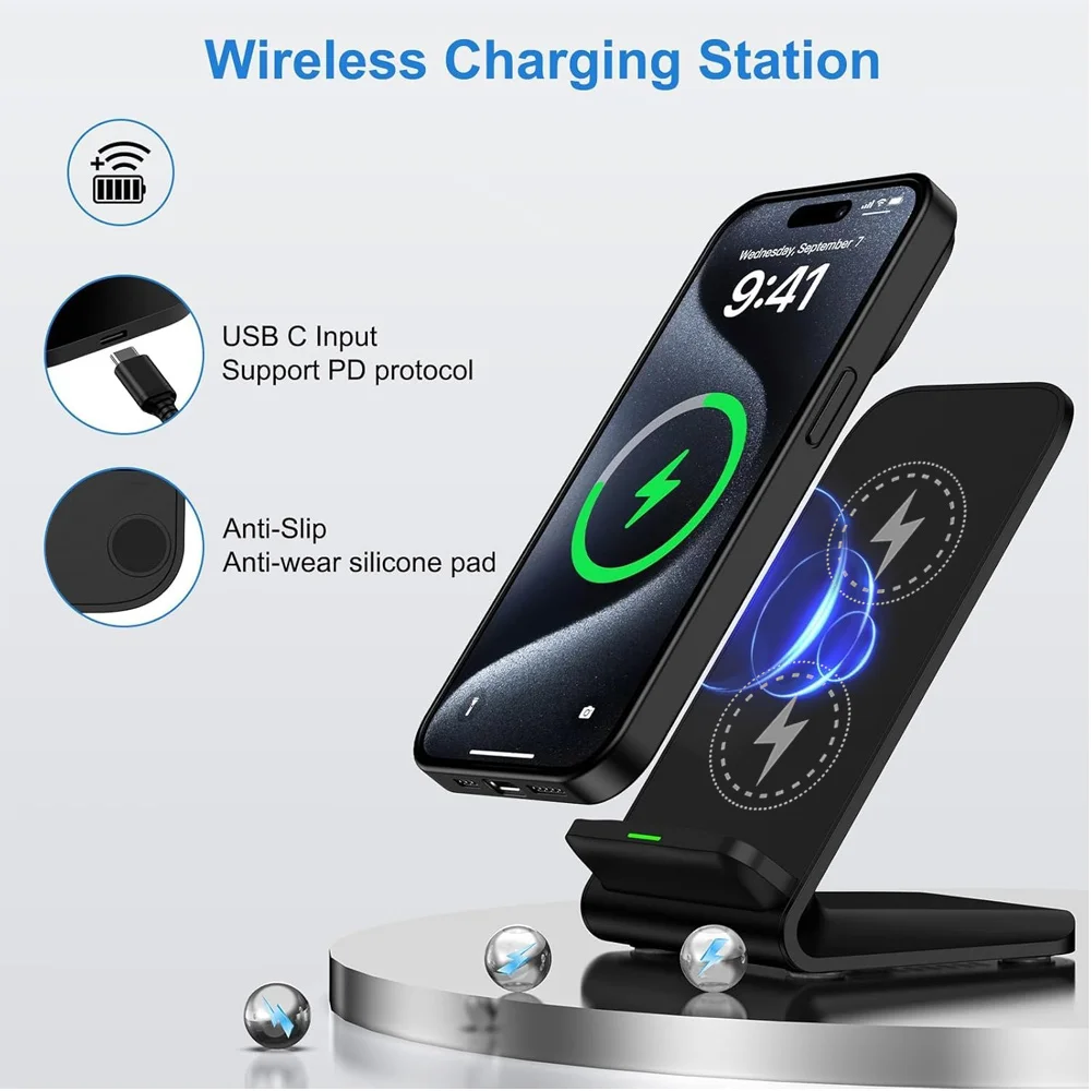 30W Fast Wireless Charger Stand Pad for iPhone 17-11/XR, Samsung Galaxy S25/S26/S21/S20, Xiaomi, Huawei & All Qi-enabled Phones view 4