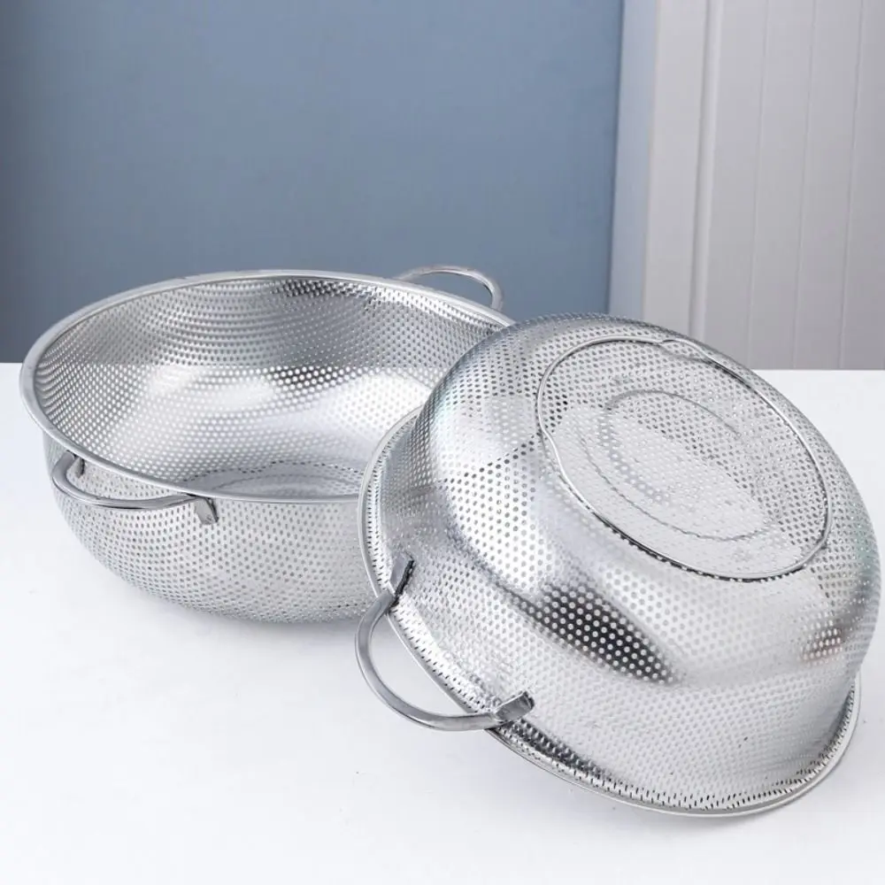 Practical Stainless Steel Rice Basket Vegetables Fruit Fine Mesh Strainer Sieve Bowl Spaghetti Cleaner Strainer Colander Home