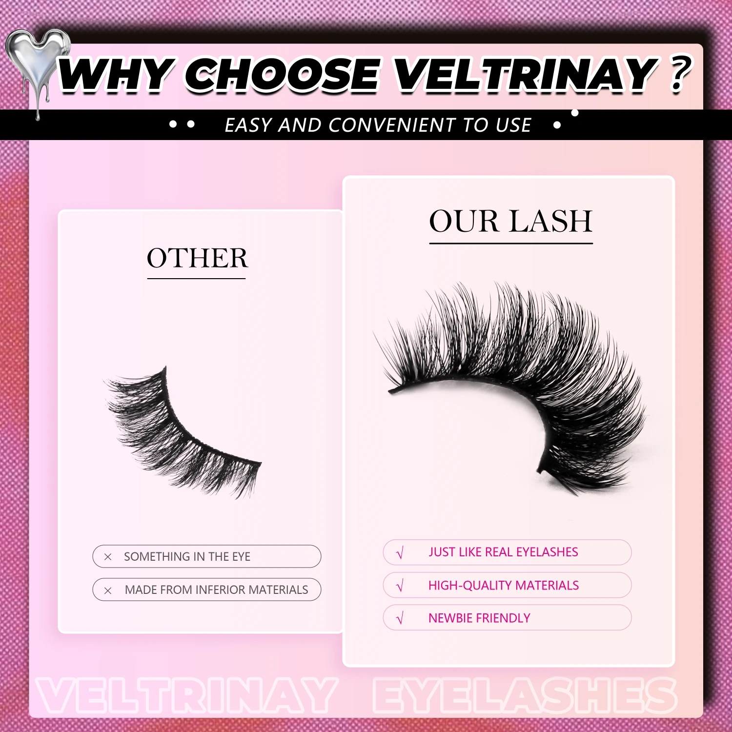 Veltrinay pestañas postizas pestañas de ojo de gato tiras finas pestañas de visón 3D pestañas postizas volumen esponjoso maquillaje de pestañas postizas dramáticas