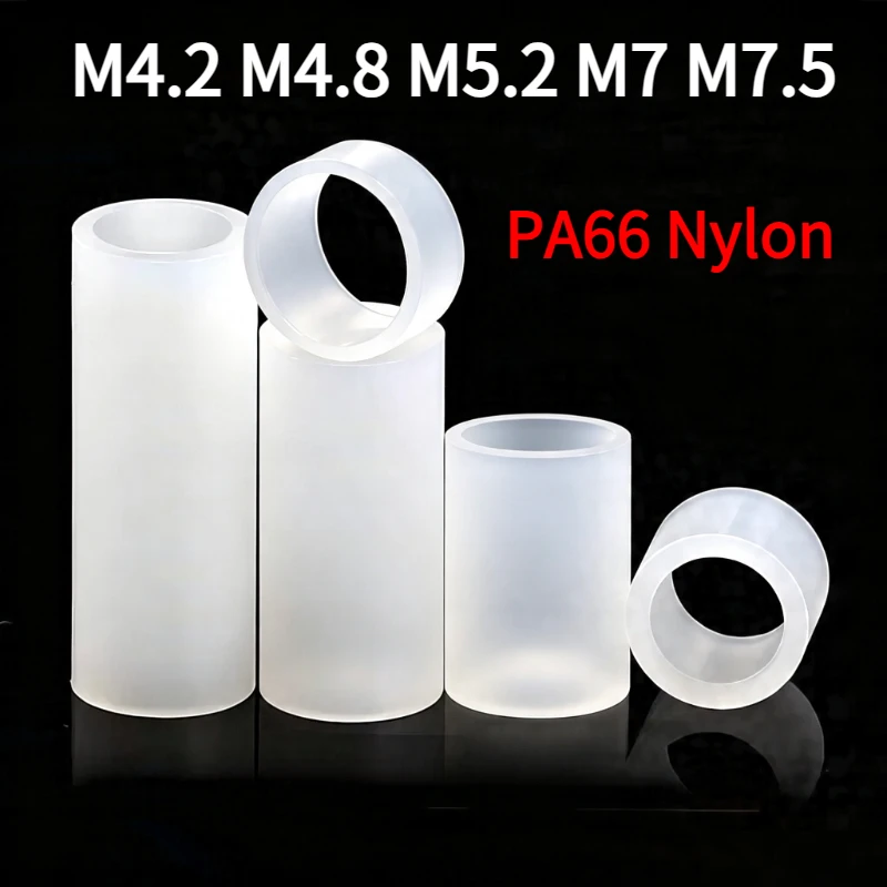 M4.2 M4.8 M5.2 M7 M7.5 White PA66 Nylon Non-Threaded Hollowed Nylon Spacer Round Hollow Standoff Washer PCB Board Screw
