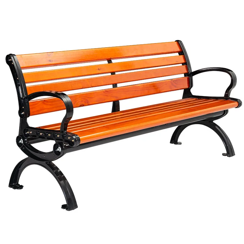 Park chair outdoor bench backrest preservative wood plastic bench leisure solid courtyard