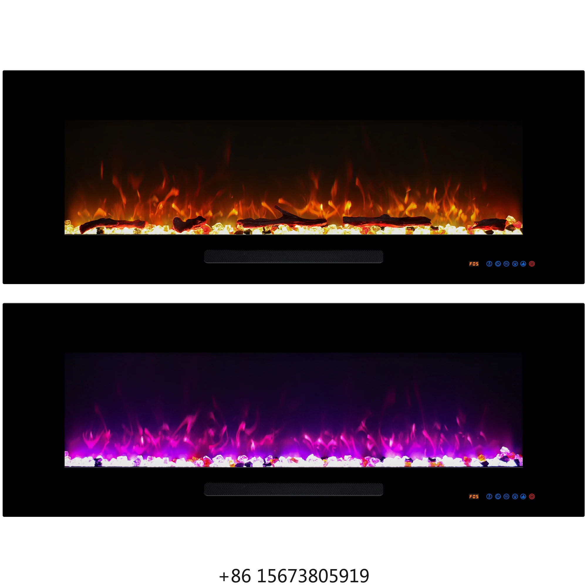 

84-дюймовый современный электрический камин настенного монтажа с пультом дистанционного управления, 13 цветов пламени, регулируемая яркость