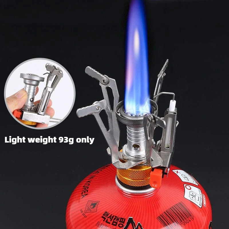 Outdoor Mini Gas Stove Foldable Picnic Cooking Stove Lightweight Portable Backpack Stove Stable Support Windproof Camp Stove