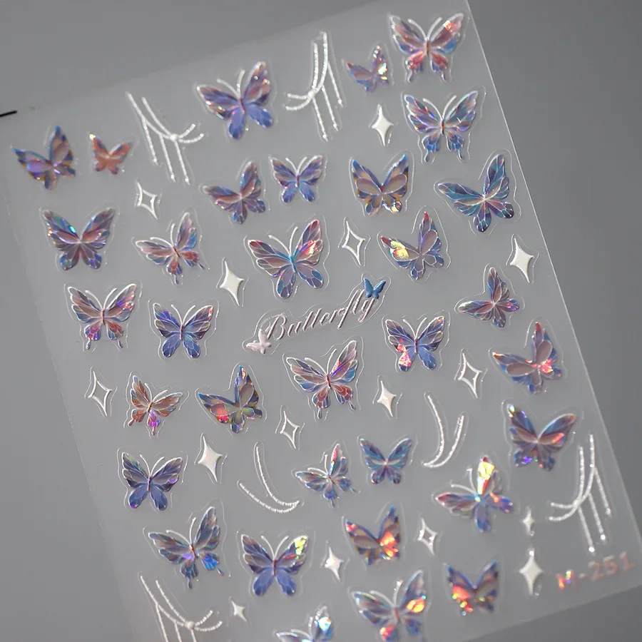 Golden Thread Butterfly Jelly Series Nail Art Stickers High Quality New Bronzing DIY Manicure Decal Decoration