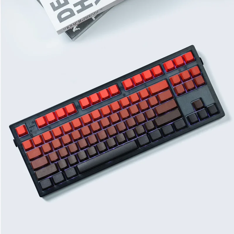 Lucky Red Keycap Side Carving Light Transmission Gradient OEM Height PBT Thermal Sublimation Custom Mechanical Keyboard Keycaps