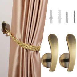 2PCS Wall Mounted Metal Curtain Hooks Window Curtain Holdback Hanging Tie Back Decorative Curtains Accessories