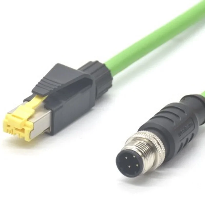 M12 4Pin D Code To RJ45 Connector Cable Male Female Wire Connector Profinet Cord Cat Ethernet Line for Router Switch Servo Motor