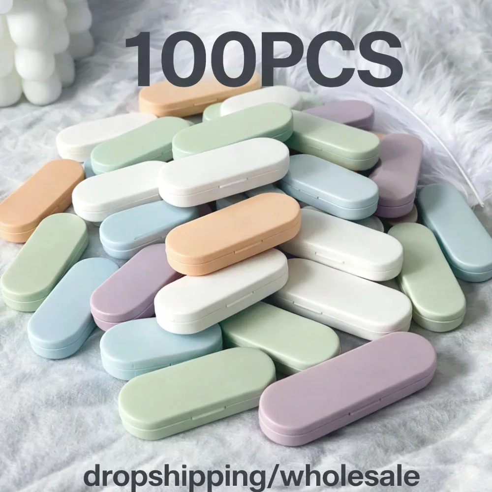 100Pcs Candy Color Contact Lens Case Kit Portable Eye Care Tool Set for Men and Women with Tweezers and Suction Stick