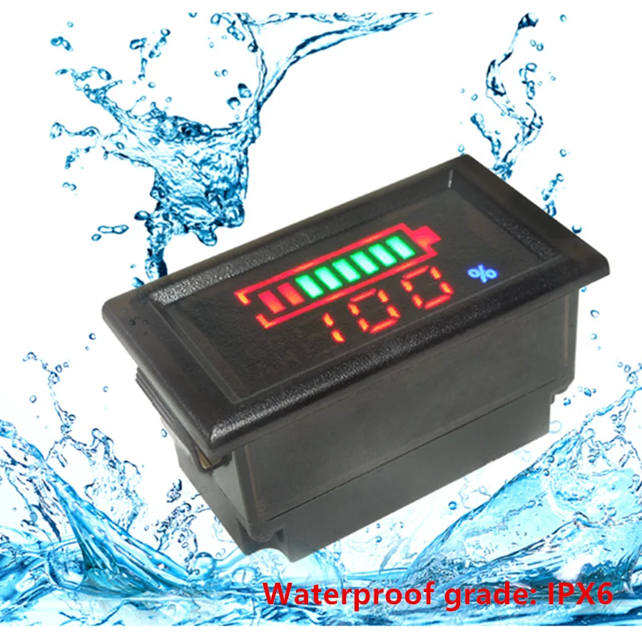 YB28VE-W Waterproof Lithium Battery Energy Display Electric Vehicle Voltage and Energy Meter Lead Acid 12V24V48V60V