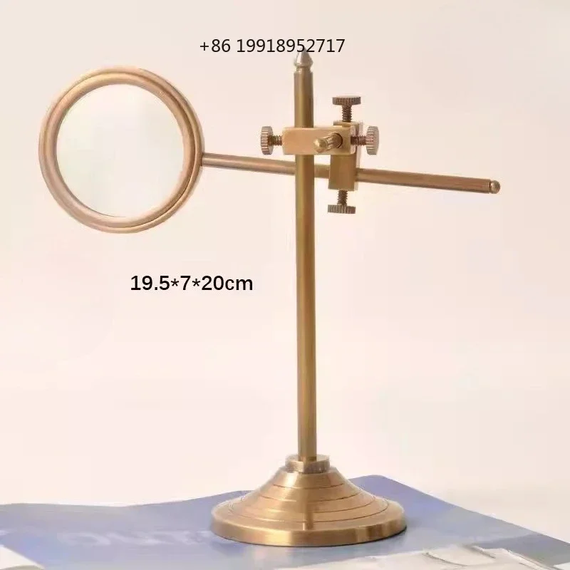 Solid Brass Magnifier with Decorative Holder, Imported Vintage Reading Glass for Desk, Office Study Decor and Useful Ornament