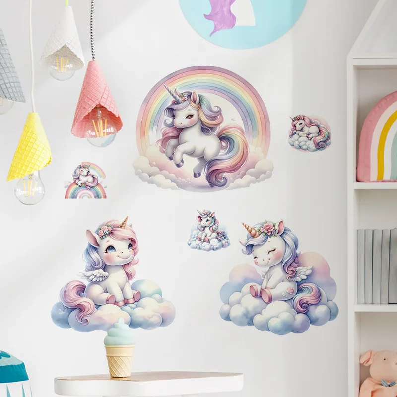 Unicorn Decorative Vinyl Child Wall Stickers For Baby Girl Room Decor Adhesive Wallpaper Bedroom Accessories Wall Art Room Decor