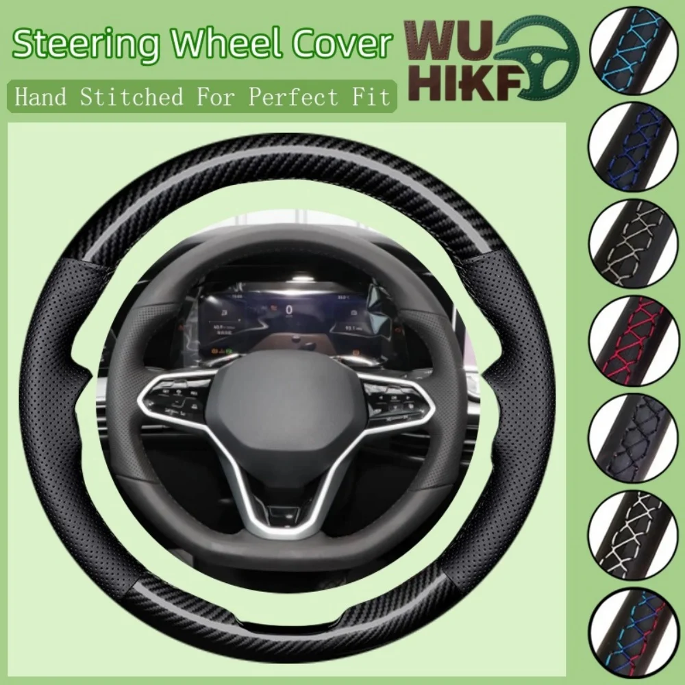 

Customized Car Steering Wheel Cover For Volkswagen VW Golf 7 6 MK7 MK6 MK5 NK4 NK3 MK2 Polo Hand Sewing Carbon Fiber Leather