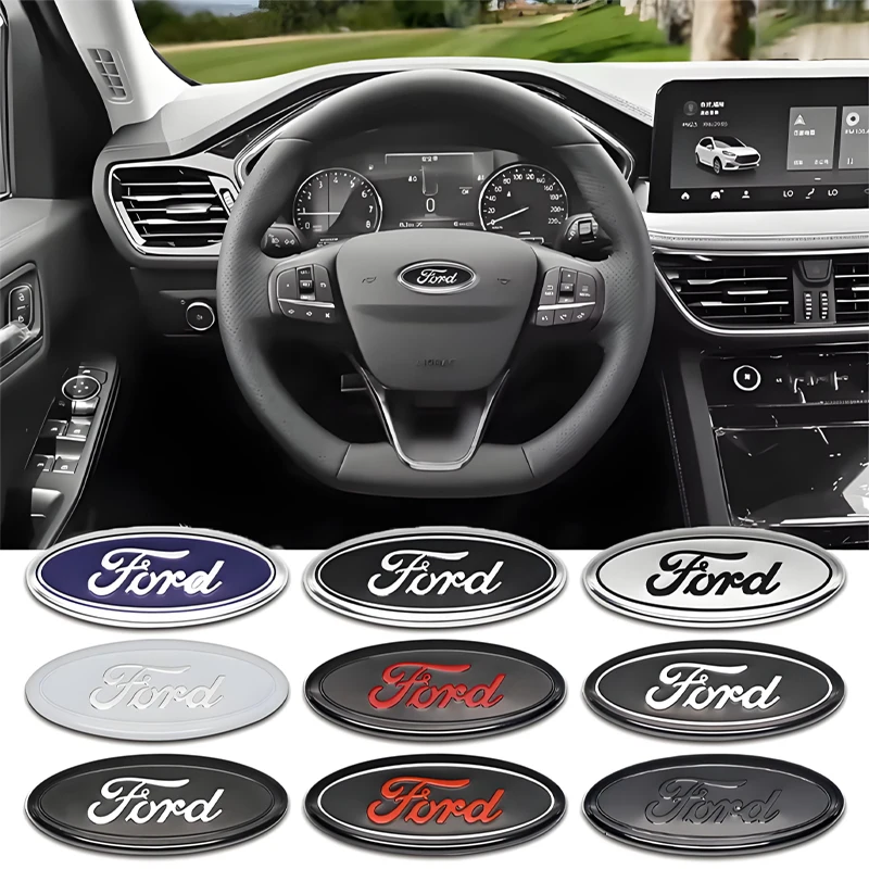 ABS Car Steering Wheel Logo Emblem Stickers For Ford ST Line Focus Mondeo Fiesta Kuga MK2 MK3 MK4 Mustang Auto Badge Accessories