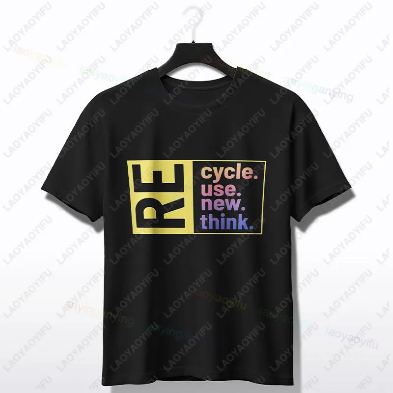 Recycle Reuse Renew Rethink Earth Day Environmental Activism T-Shirt Short Sleeve Crew Neck Adventure Tshirt for Nature Lover